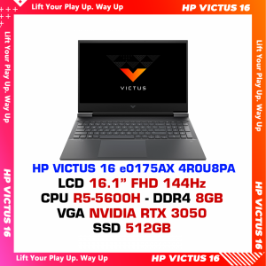 Máy tính xách tay HP VICTUS 16-e0175AX/512GB SSD+32GB 3D Xpoint SSD/RTX 3050 (4R0U8PA)